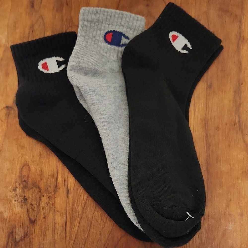 Champion Black and Gray Casual Socks Reinforced Comfort